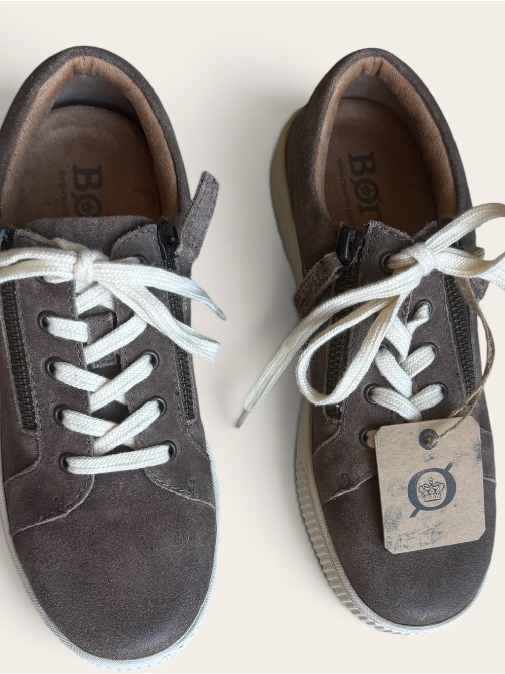 Born Brown Suede Women's Lace-Up Sneakers with White Laces